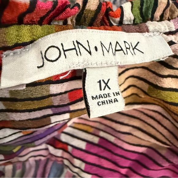 John Mark Tunic Top 1X  Artsy Boho Oversized Flowy Floral Patch - Picture 12 of 15